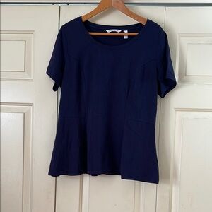 Isaac Mizrahi Navy Short Sleeve Scoop Neck Short Sleeve Tee Size Large